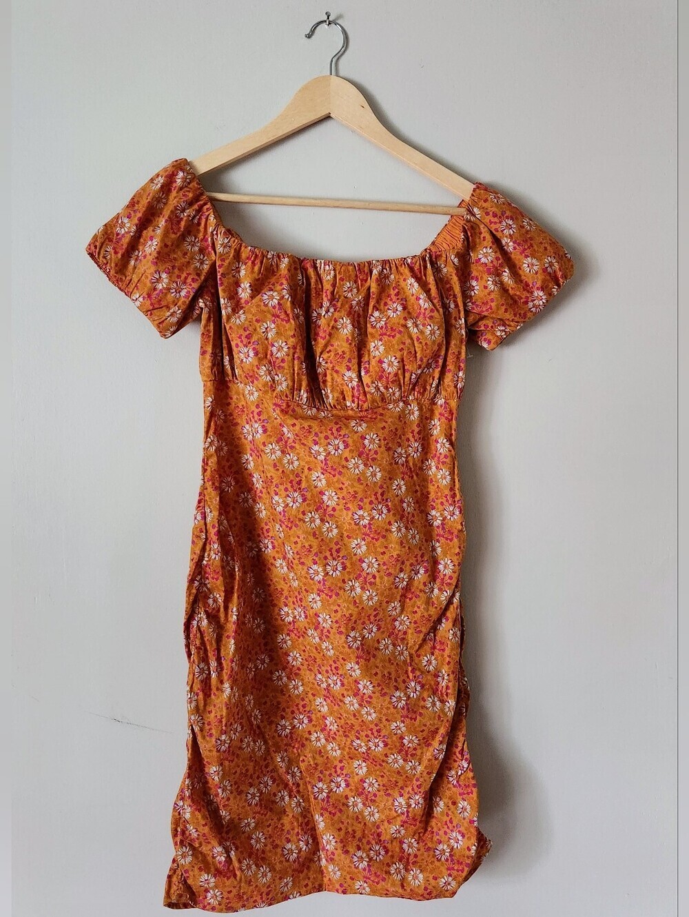 WAYF Floral Mini Dress in Orange Sz M